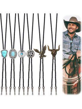 Handmade Vintage Leather Bolo Tie for Men - Western Cowboy Necklace & Costume